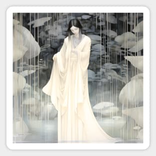 Art Deco Island Elegance - Lady In White Kimono Magnet